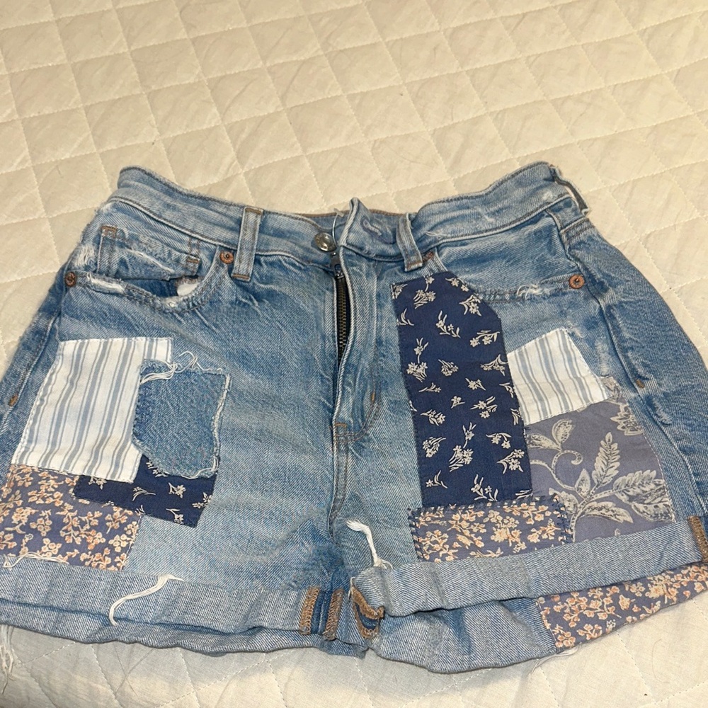 American Eagle Patchwork Blue Jean Shorts